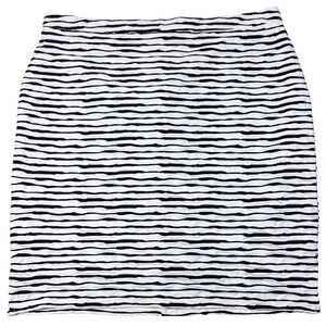 Doncaster Mini Skirt Women 14 Black and White Stripe Lined Slits Textured Career
